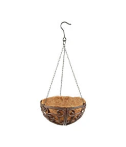 Dehner Gusseisen-Hängeampel Katalonien Mit Kokoseinlage, Rund, Rost, Ca. Ø30/H15 Cm