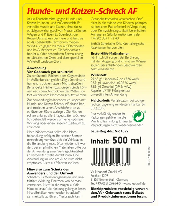 Neudorff Hunde- Und Katzen-Schreck AF, 500 Ml 4 Neudorff Hunde- Und Katzen-Schreck AF, 500 Ml - Image 2