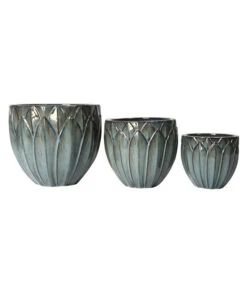 Dehner Keramik-Topf Kassandria, Rund, Grün-blau -Gartenserien Verkaufsgeschäft 4429510 4429551 4429577 WE DE 001 DehnerKeramikTopf