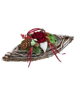 Grabgesteck Bristol, Oval, Rot, Ca. B40/H14/T14 Cm