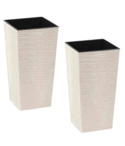 Siena Garden Kunststoff-Säulen ECO Nizza, Konisch, Weiß, Ca. B30/H57/T30 Cm, 2er-Set