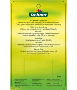 Winterapfel 'Pinova' -Gartenserien Verkaufsgeschäft 7729361 WinterapfelPinova Etikett 2